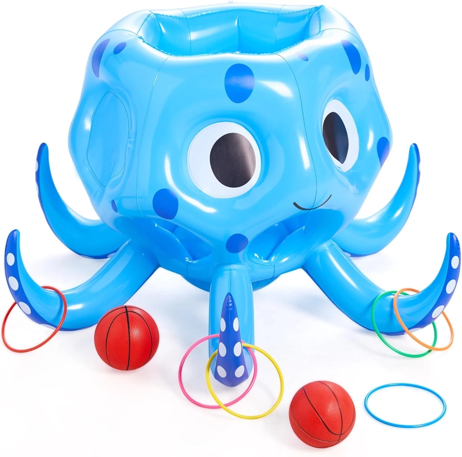 Inflatable Octopus Basketball Hoop with Toss Game Set
