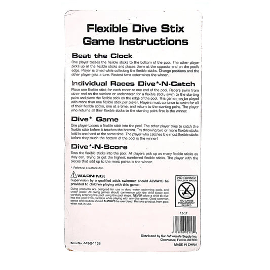 Plastic Dive Stix Pool Toys, Multicolor