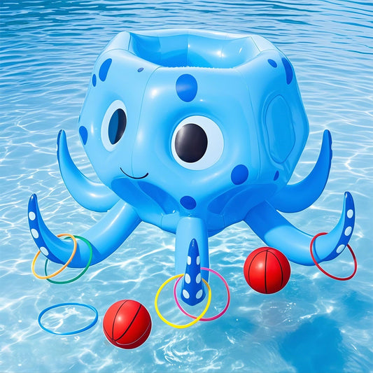Inflatable Octopus Basketball Hoop with Toss Game Set