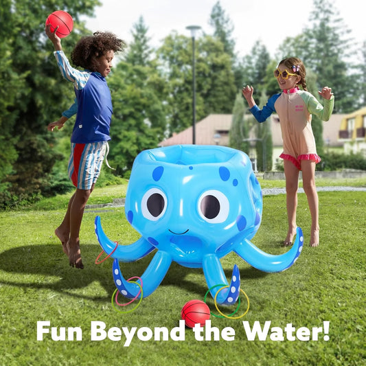Inflatable Octopus Basketball Hoop with Toss Game Set